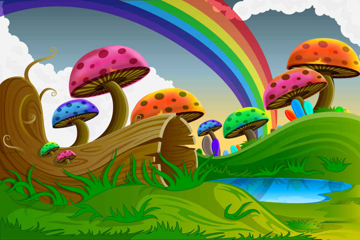 Colorful Cartoon Mushrooms