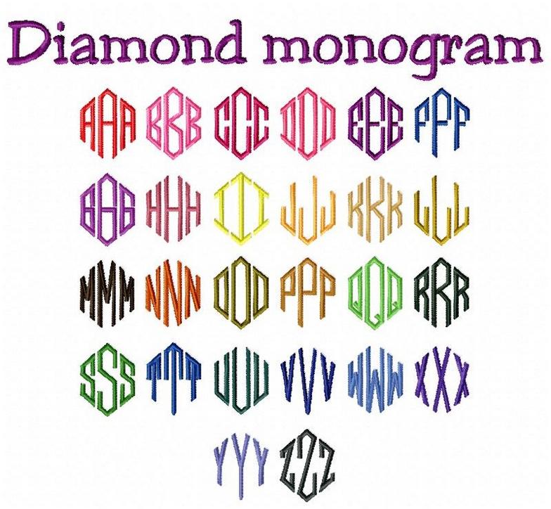 Diamond Monogram Embroidery Font Diamond Monogram Embroidery Font