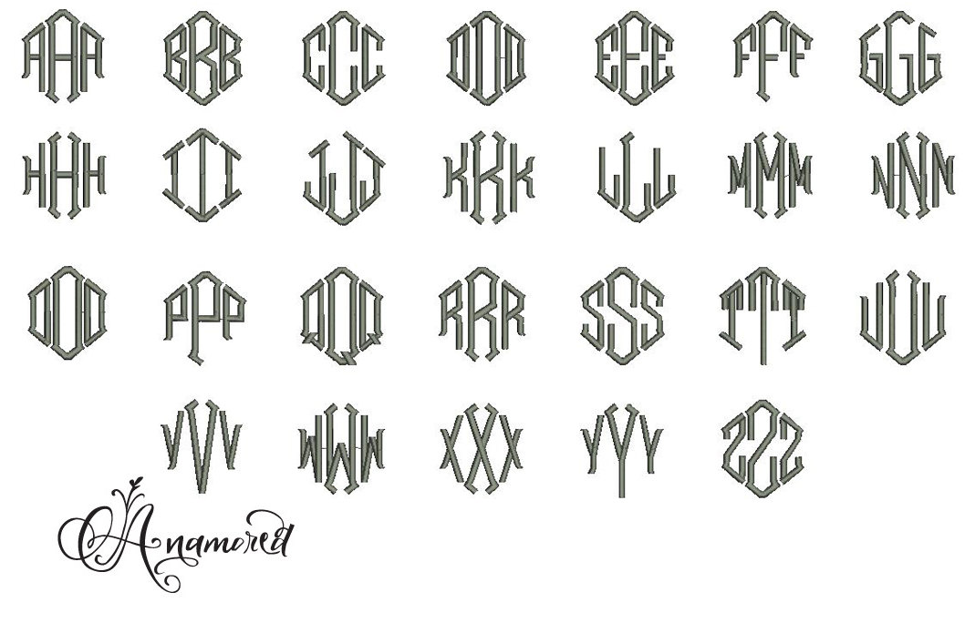 Diamond Monogram Embroidery Font Diamond Monogram Embroidery Font