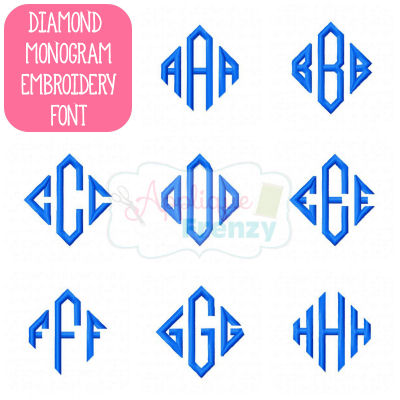 Diamond Monogram Machine Embroidery Fonts