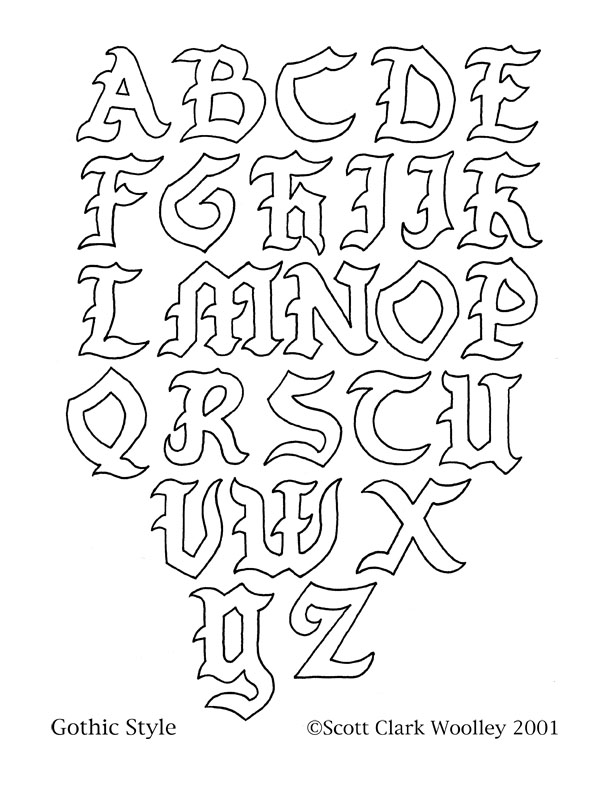 gothic calligraphy alphabet a z