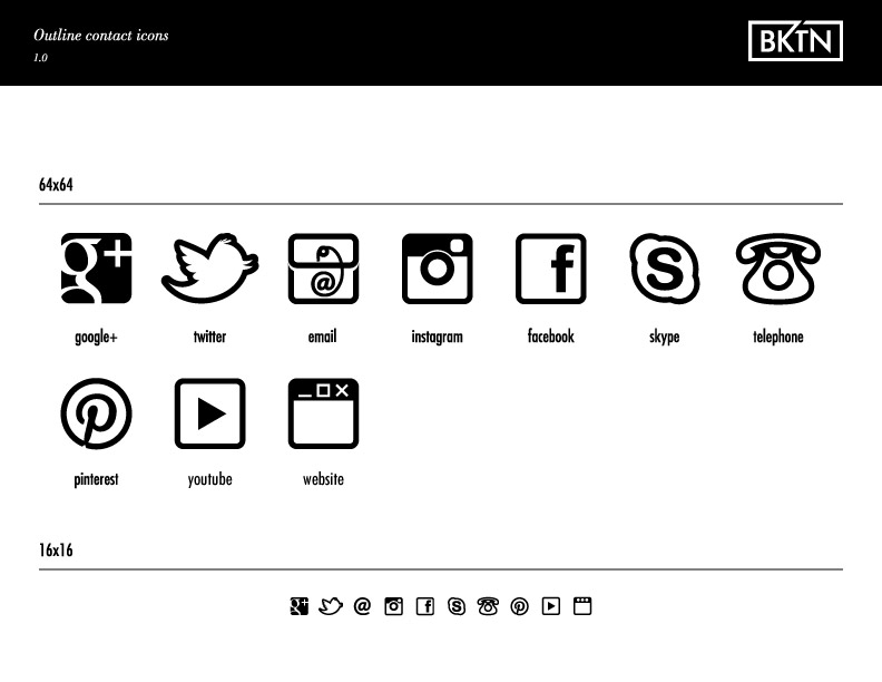 Facebook Twitter Instagram Icons Black and White