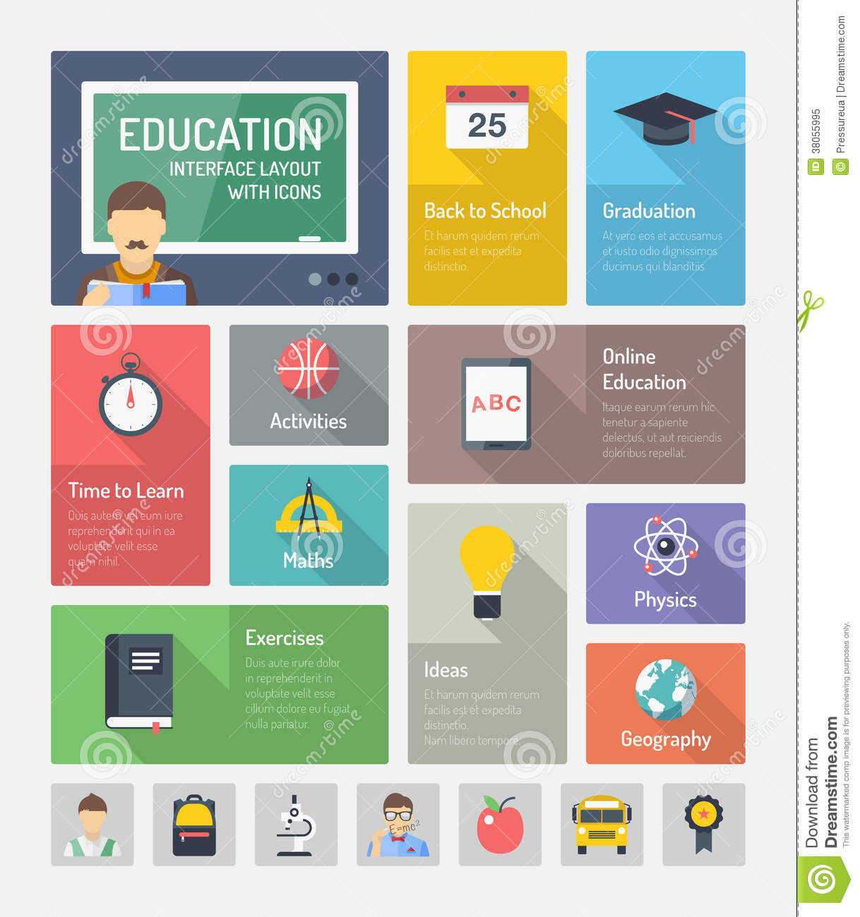 12 Flat Education Icons Navigation Images