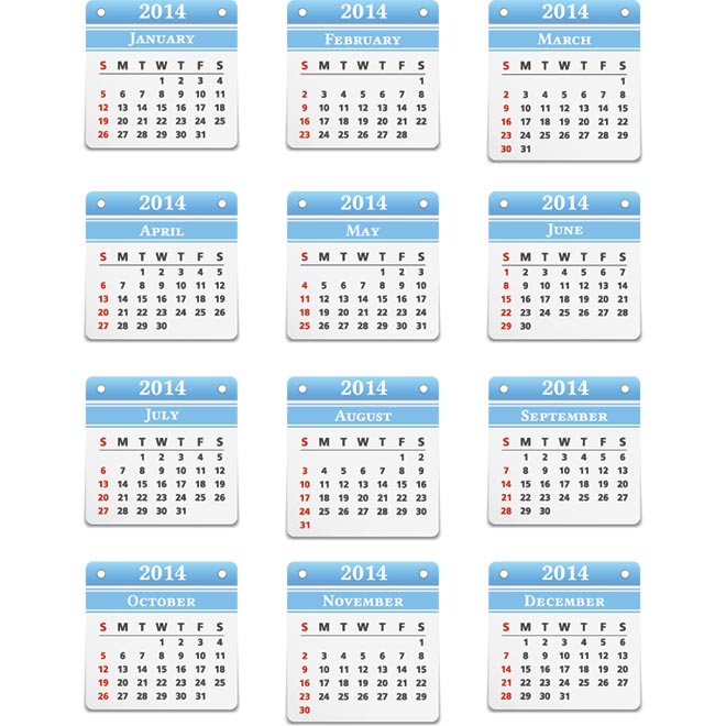 Free 2014 Calendar by Month