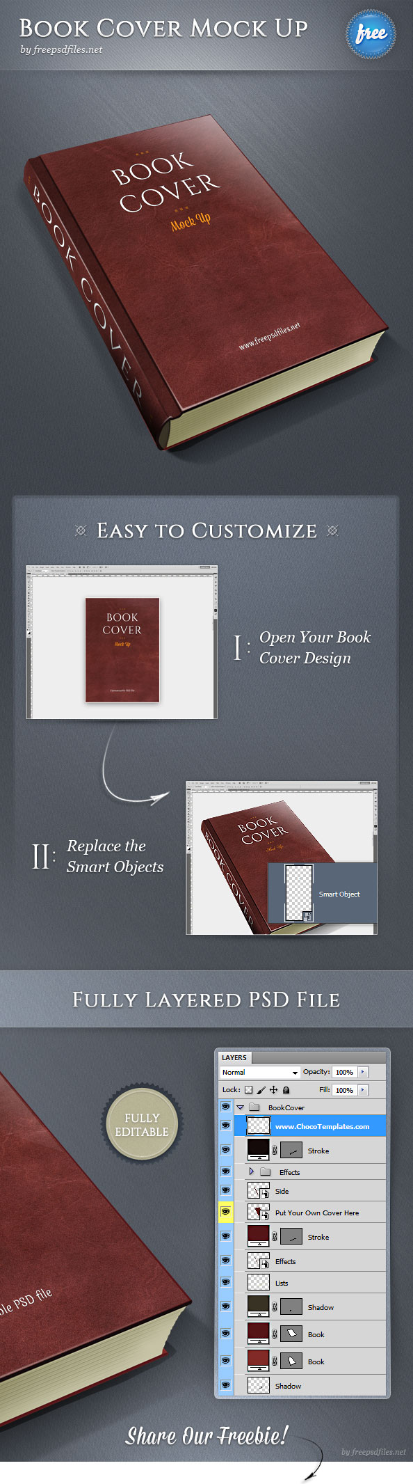 Free Book Cover Mockup Template PSD