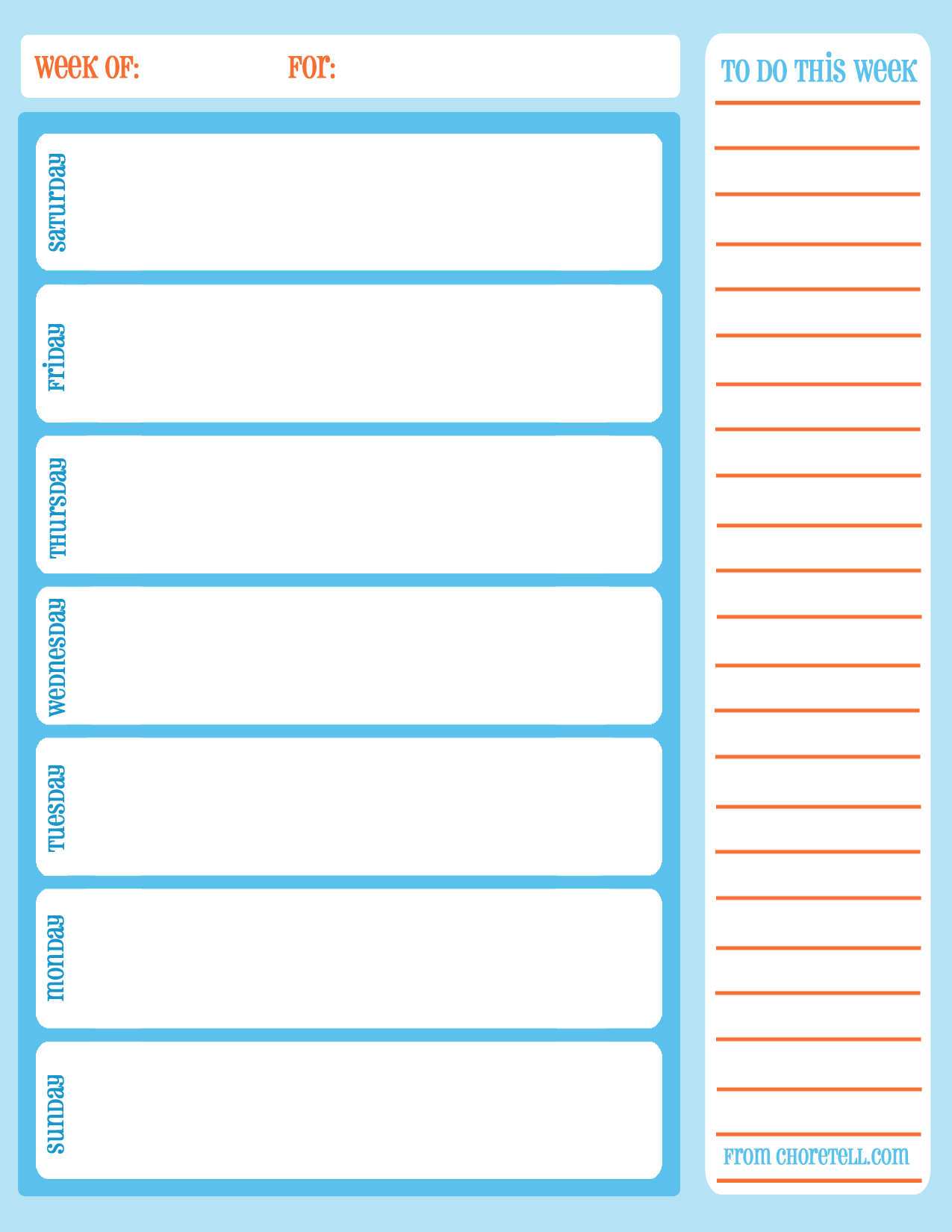 Free Printable Blank Weekly Calendar