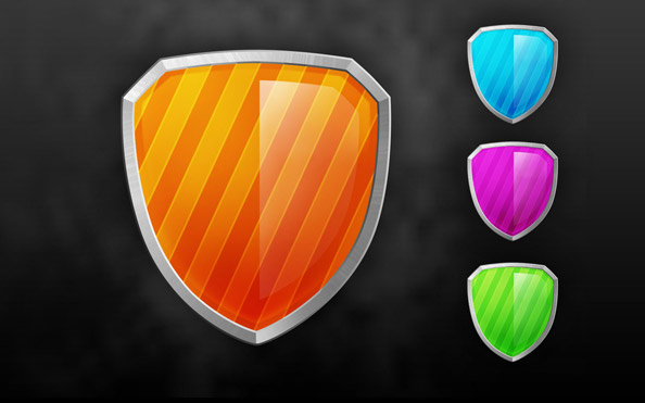 Glossy PSD Shield Icons