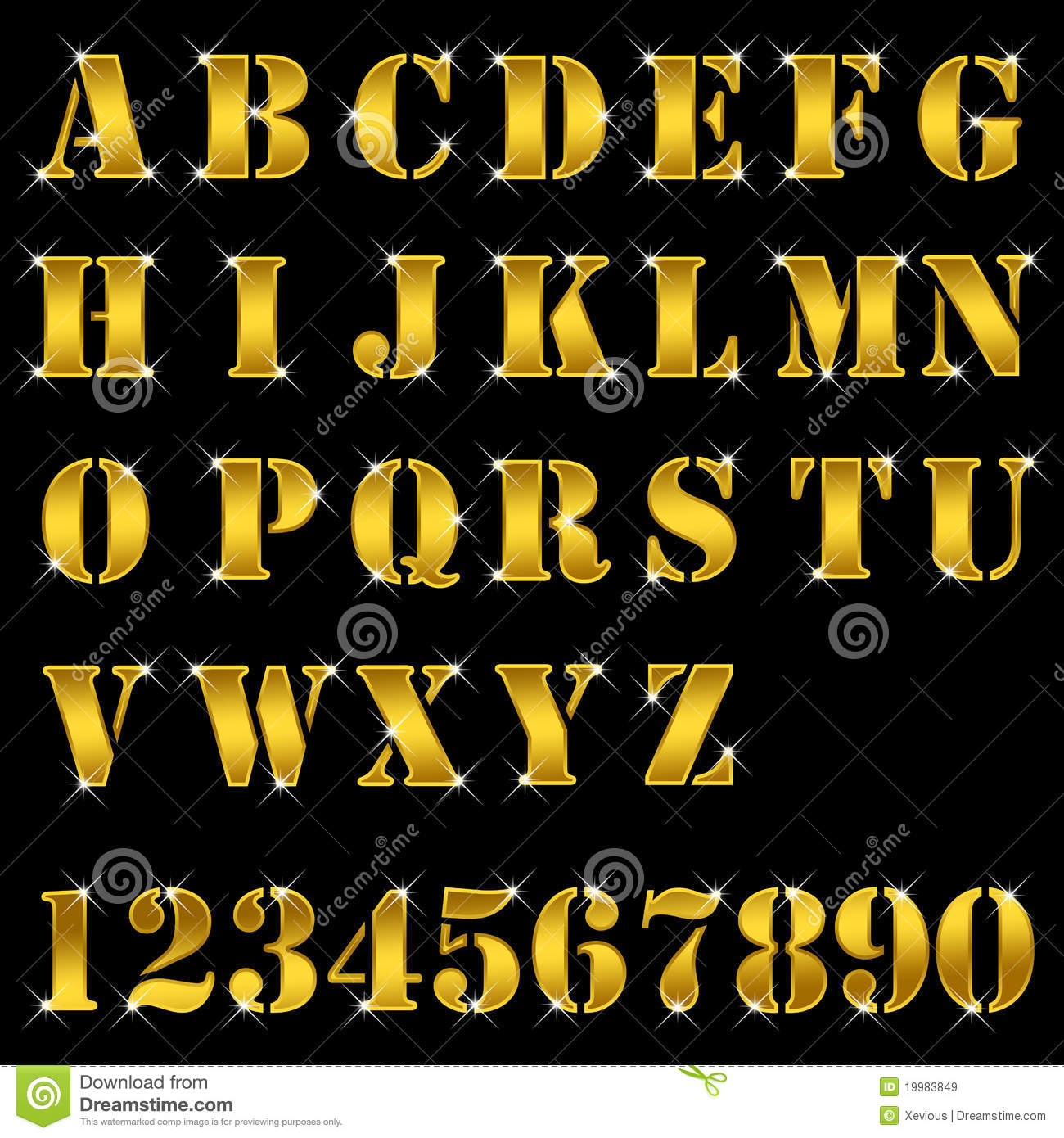 Gold Alphabet Letters Numbers