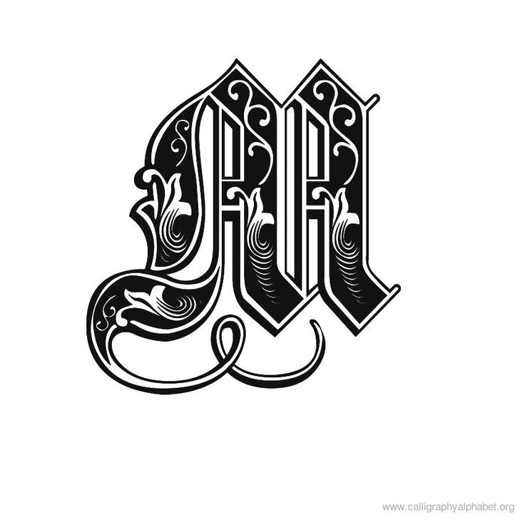 Gothic Calligraphy Alphabet Letter M