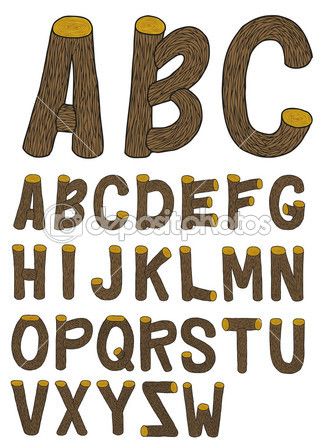 Log Wood Font Letters