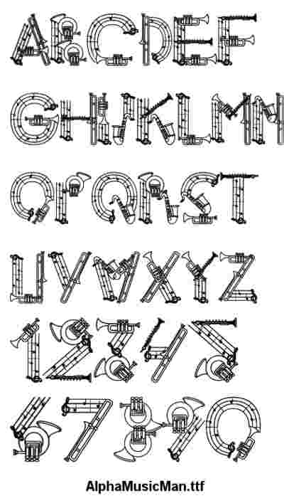 Music Letters Font Alphabet