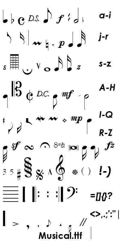 Music Note Alphabet Font