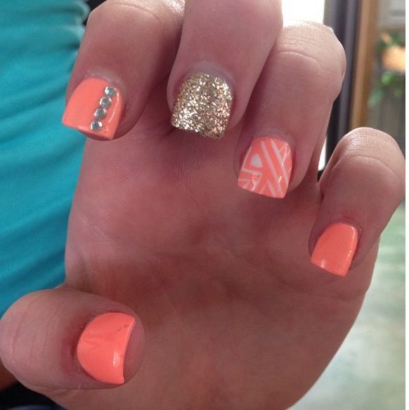 Neon Orange Nail Design Neon Orange Nail Design