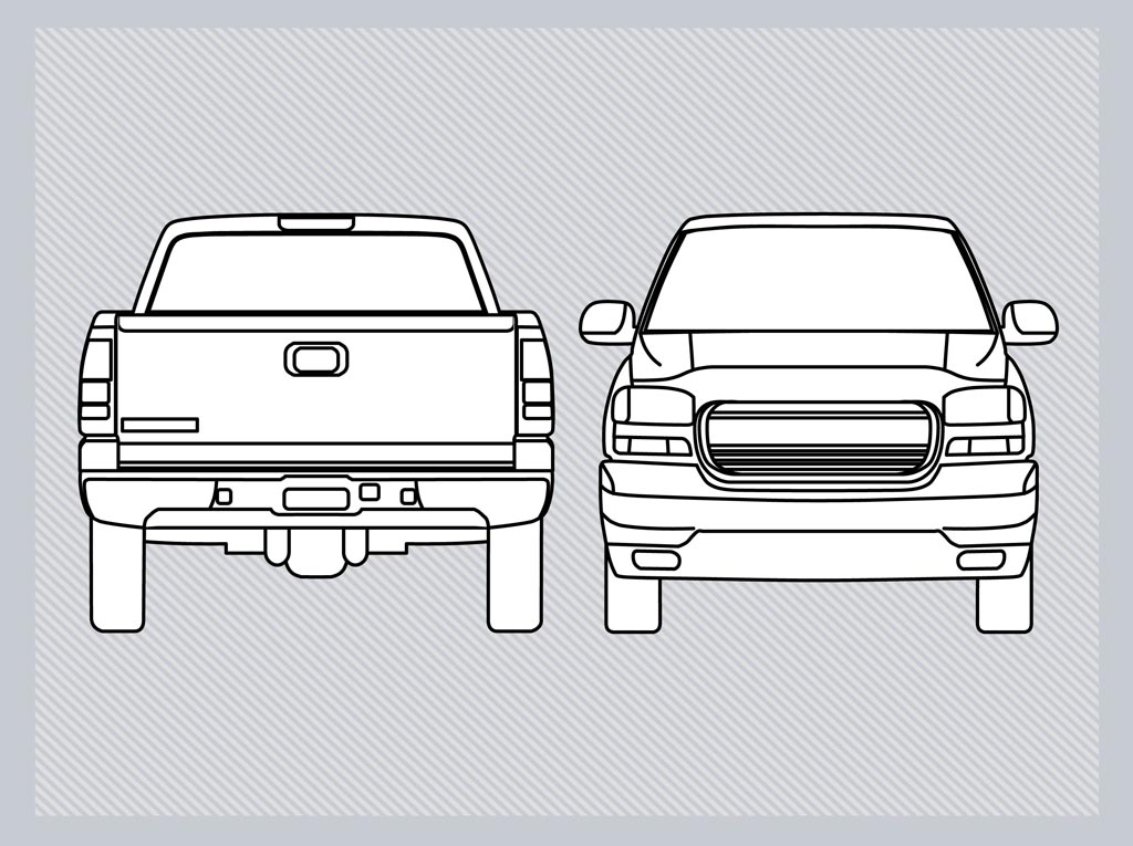 Pickup Truck Outline Clip Art