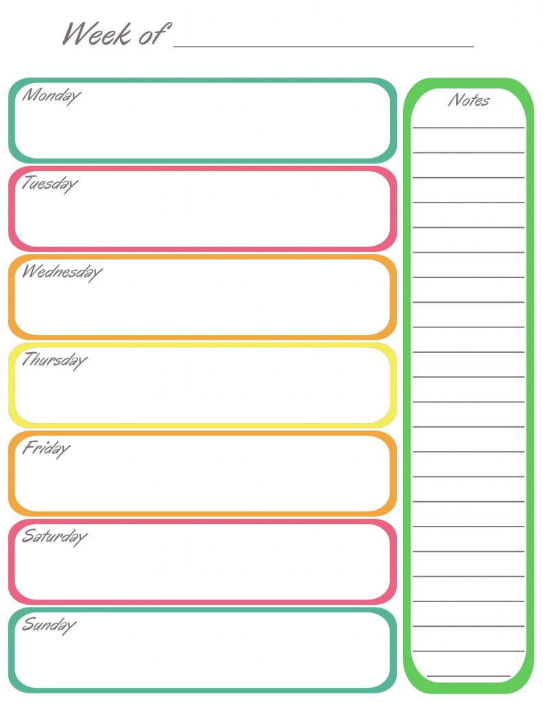 Printable Weekly Planner Calendar Template