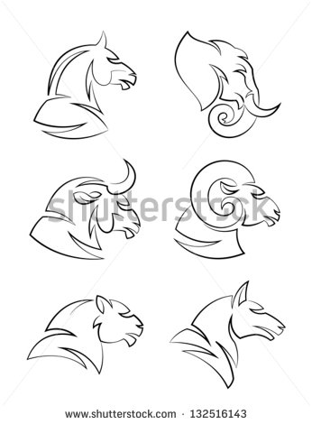 Ram Head Side View Vector