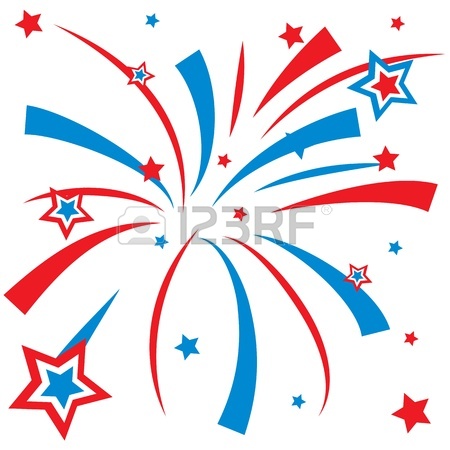 Red White and Blue Fireworks Clip Art