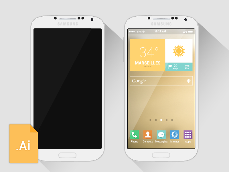 Samsung Galaxy S4 Mockup Vector Free