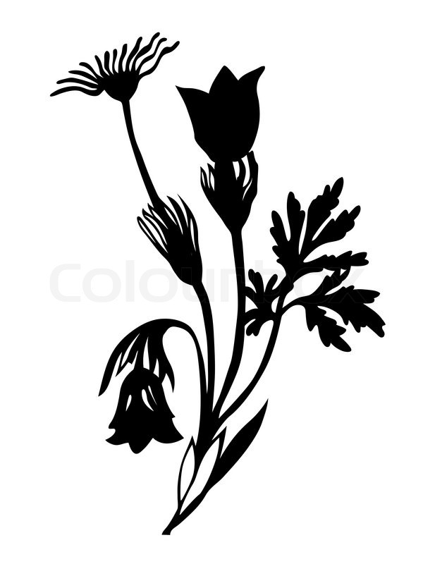 Silhouettes Free Vector Flowers