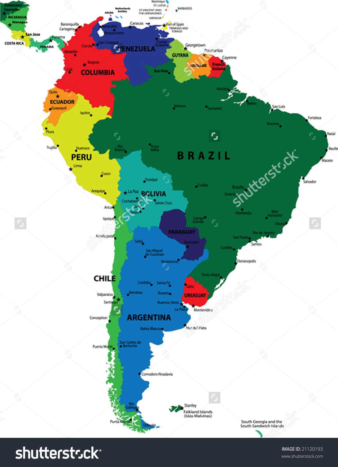 South America Political Map Vector