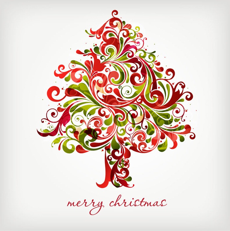 12 Swirl Christmas Tree Vector Images