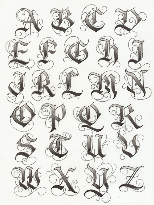 Tattoo Gangster Letters Alphabet