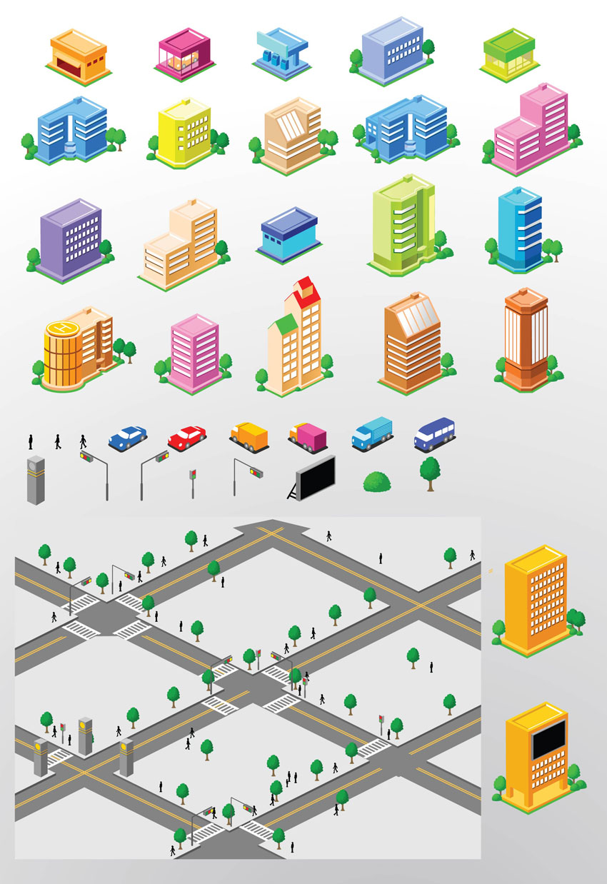 Vector City Buildings Clip Art