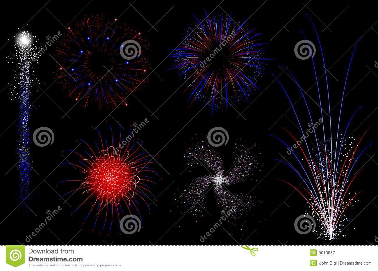 Vector Red White and Blue Fireworks