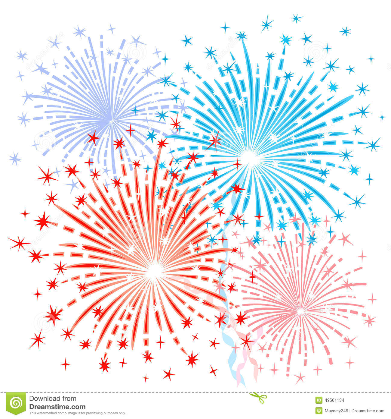 Vector Red White and Blue Fireworks