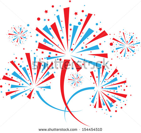 Vector Red White and Blue Fireworks