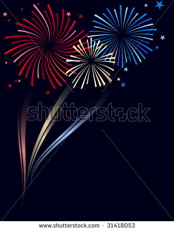 Vector Red White and Blue Fireworks