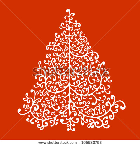 White Christmas Tree Vector