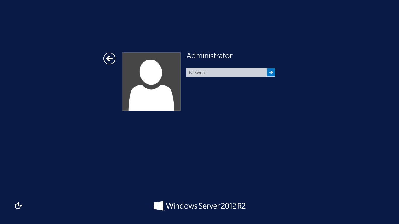 Windows Server 2012 R2 Login Screen
