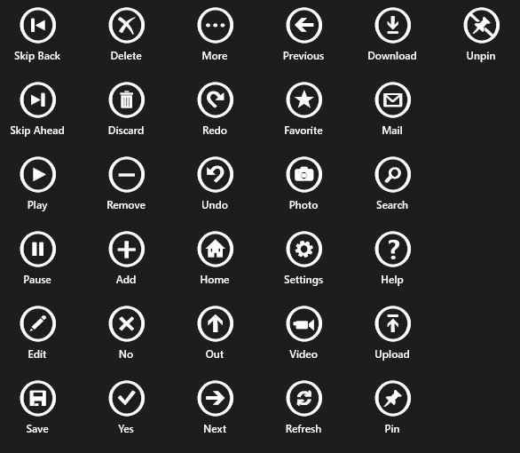 XAML Button Symbol Icon