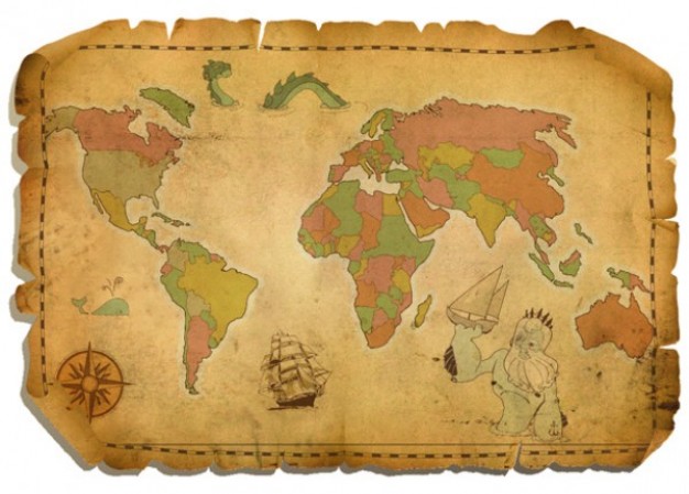 Ancient World Map Vector Free
