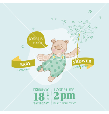 Baby Shower Card with Bear and Flowers Baby Shower Card with Bear and Flowers