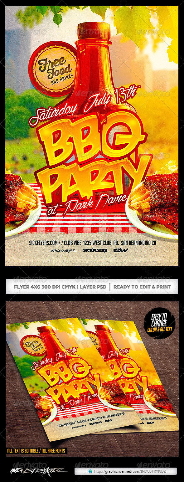 BBQ Party Flyer PSD Template