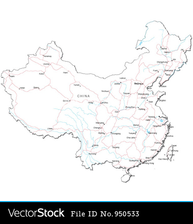 Black and White China Map