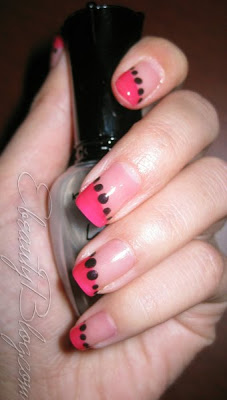 Black with Pink Nail Polish Designs