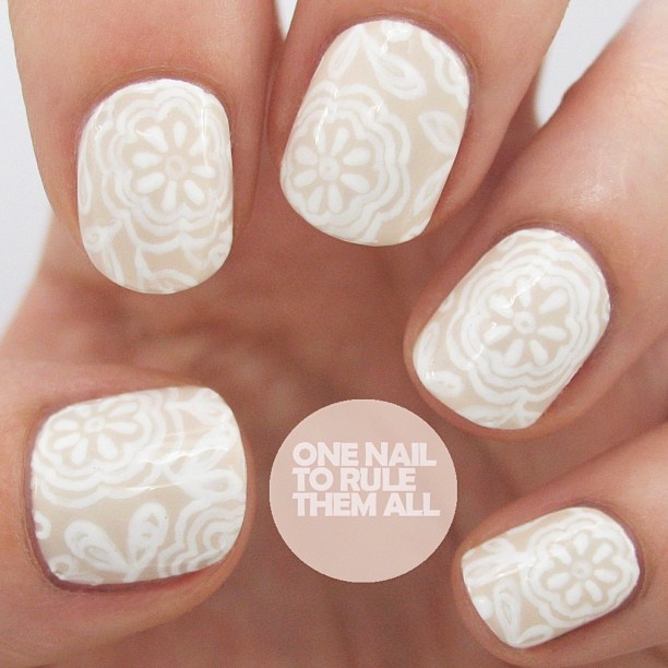 Cream and White Nail Designs