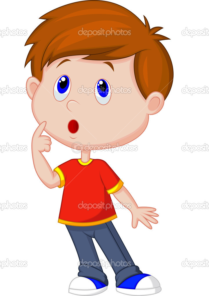 Cute Cartoon Boy Thinking