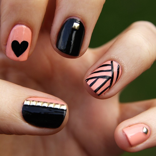 Cute-Pink-And-Black-Nail-Designs