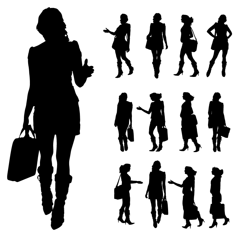 Fashion Girl Vector Silhouettes