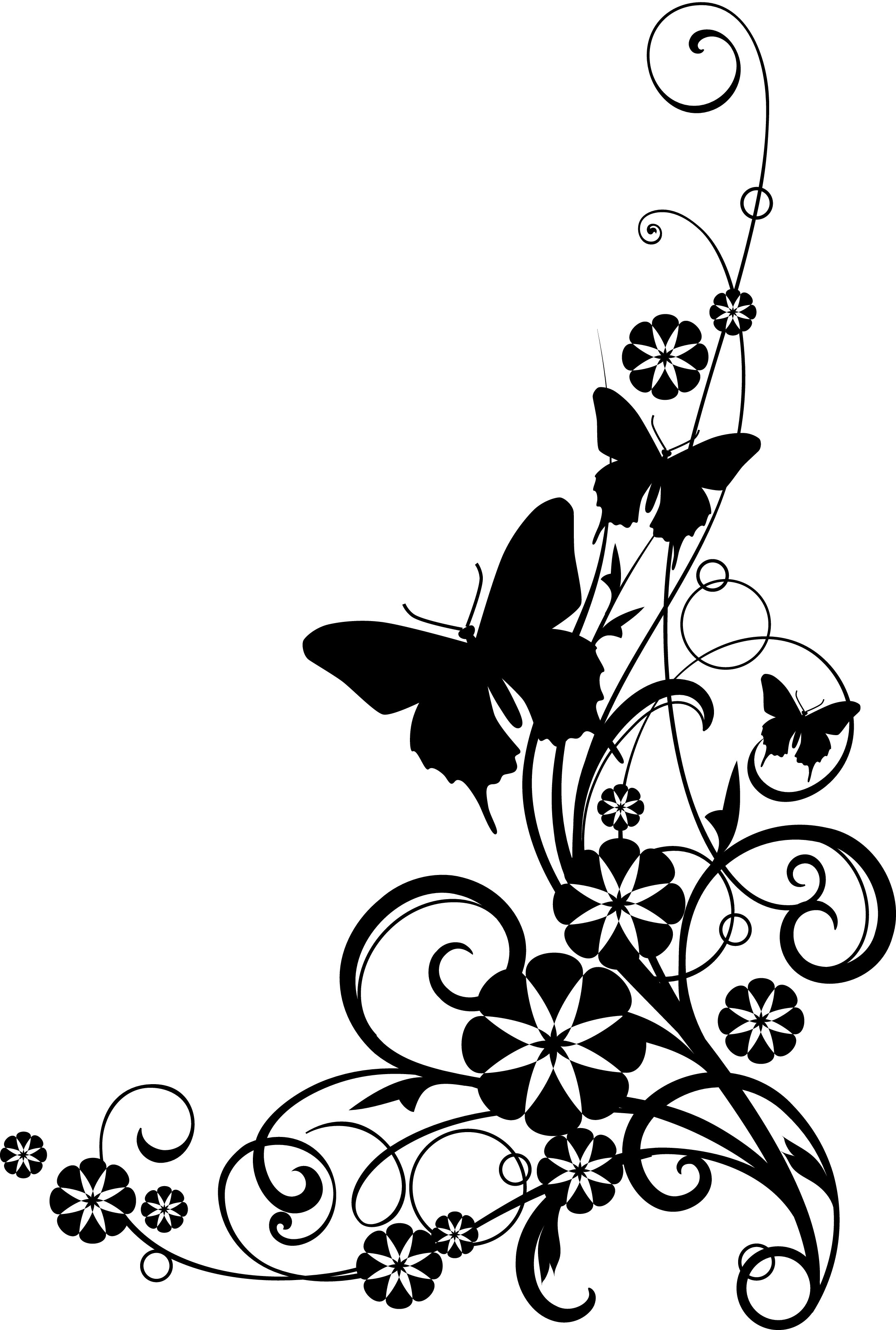 Flower Clip Art Black and White Butterfly Flower Clip Art Black and White Butterfly