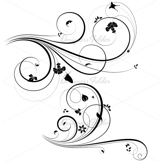 Flower Swirl Floral Vector