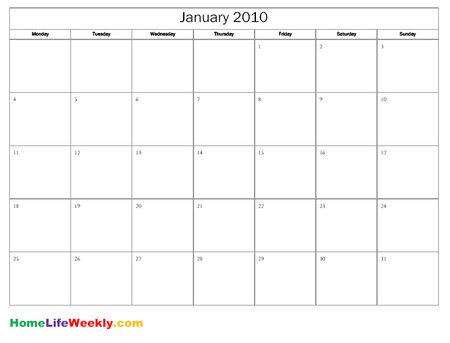 Free Printable Blank Monthly Calendar Pages
