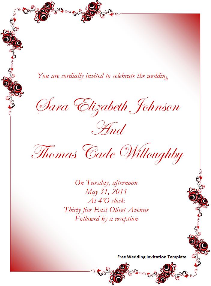 Free Wedding Invitation Templates Word Downloads