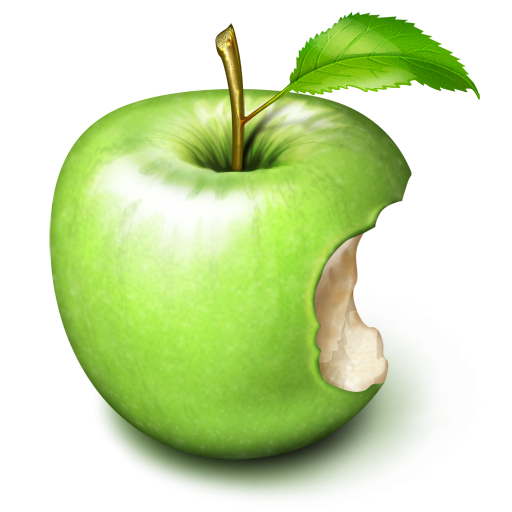 Green Apple with Bite