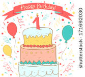 Happy 1st Birthday Cake Clip Art
