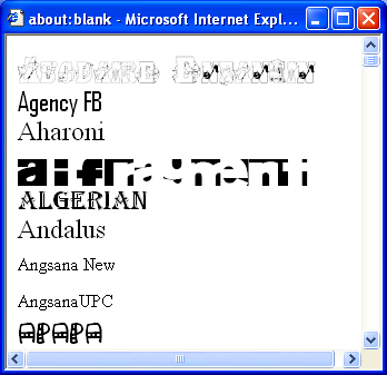 List of Microsoft Windows Fonts